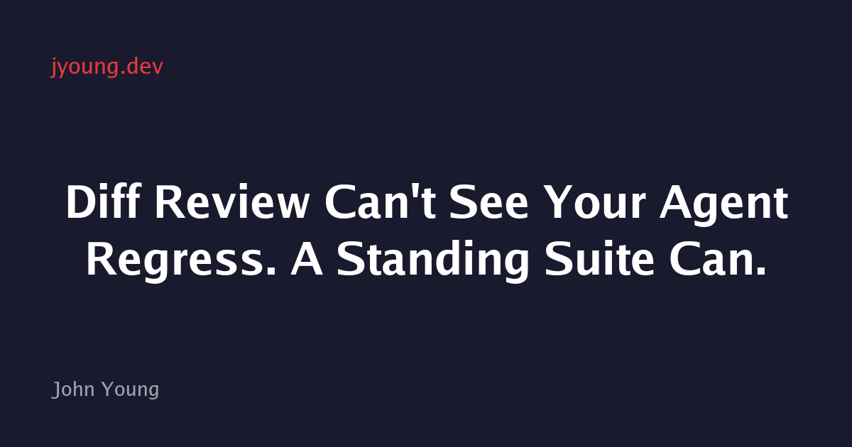 Diff Review Can't See Your Agent Regress. A Standing Suite Can.